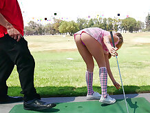 Karla Kush teasing her golf instructor with her short skirt - Karla Kush