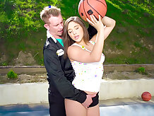 Abella Danger seduces her coach while practicing basketball - Abella Danger