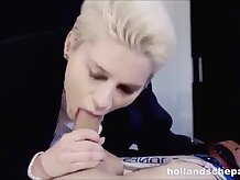 Brief haired platinum-Rubia, Mila Milan is gargling manstick and hoping to perceive it inwards her