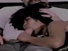 Chinese ladies are having gang intercourse in a gigantic couch, in front of the camera