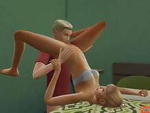 Animation blondie is deep-throating her paramour's schlong to make it rock hard enough for her humid cunny