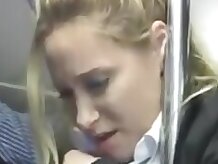 Horny milf touched to multiple orgasm in the Autobús