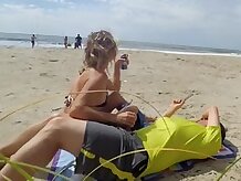 Real amateur public handjob on the beach