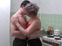 Mature Russian mom with teen - Kitchen Sex