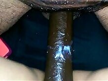 Chubby german MILF babe fucked with big black fake cock