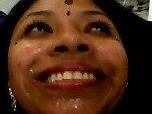 Indian Honey Gets Cum Facial In A Trío