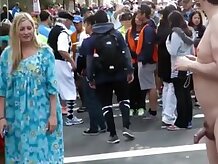 Blonde virgin takes a lusty look at the exhibitionist's penis