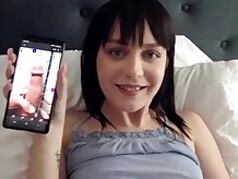 Nala Nova finds a dick pic on her steprbros phone and knows she wont stop until she has that cock inside her bald pussy