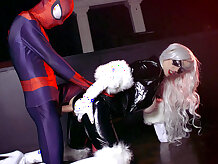Mila Milan as Black Cat getting doggystyled by a big-dicked Spidey - Mila Milan