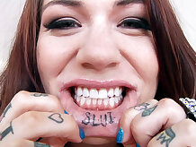 Tattooed bitch Karmen Karma rocks a sequined bikini that showcases her curves - Karmen Karma