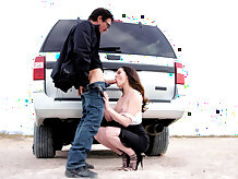 Jenna J Ross sucks fat cock while her husband waits in the car - Jenna J Ross